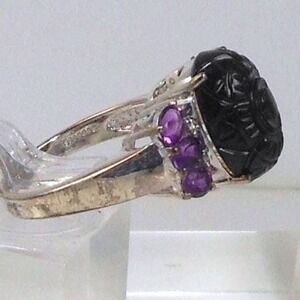 Handcrafted Sterling Silver Ring with Natural Amethyst Chalcedony Size 8 5.7gram